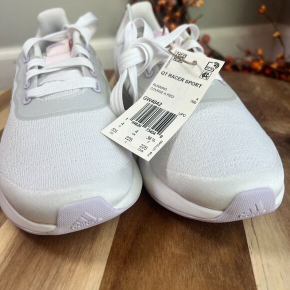 Adidas Women's Racer Sport Running Shoe Sz 5.5US White/Purple Tint/Red GW4842 - Picture 5 of 13
